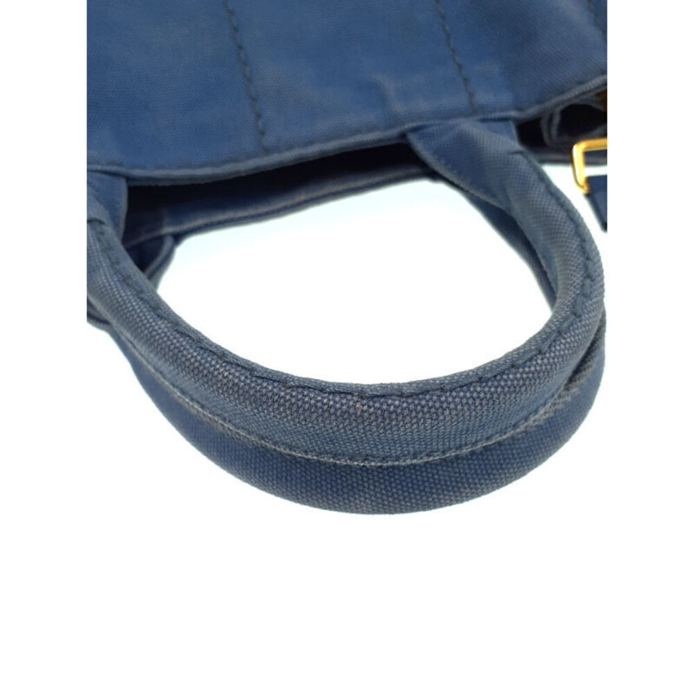 Prada Canapa Tote Denim canvas handbag top handles 2way Blue - Picture 6 of 9
